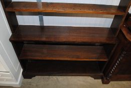 An oak open bookshelf