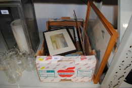A box of miscellaneous prints and water colours