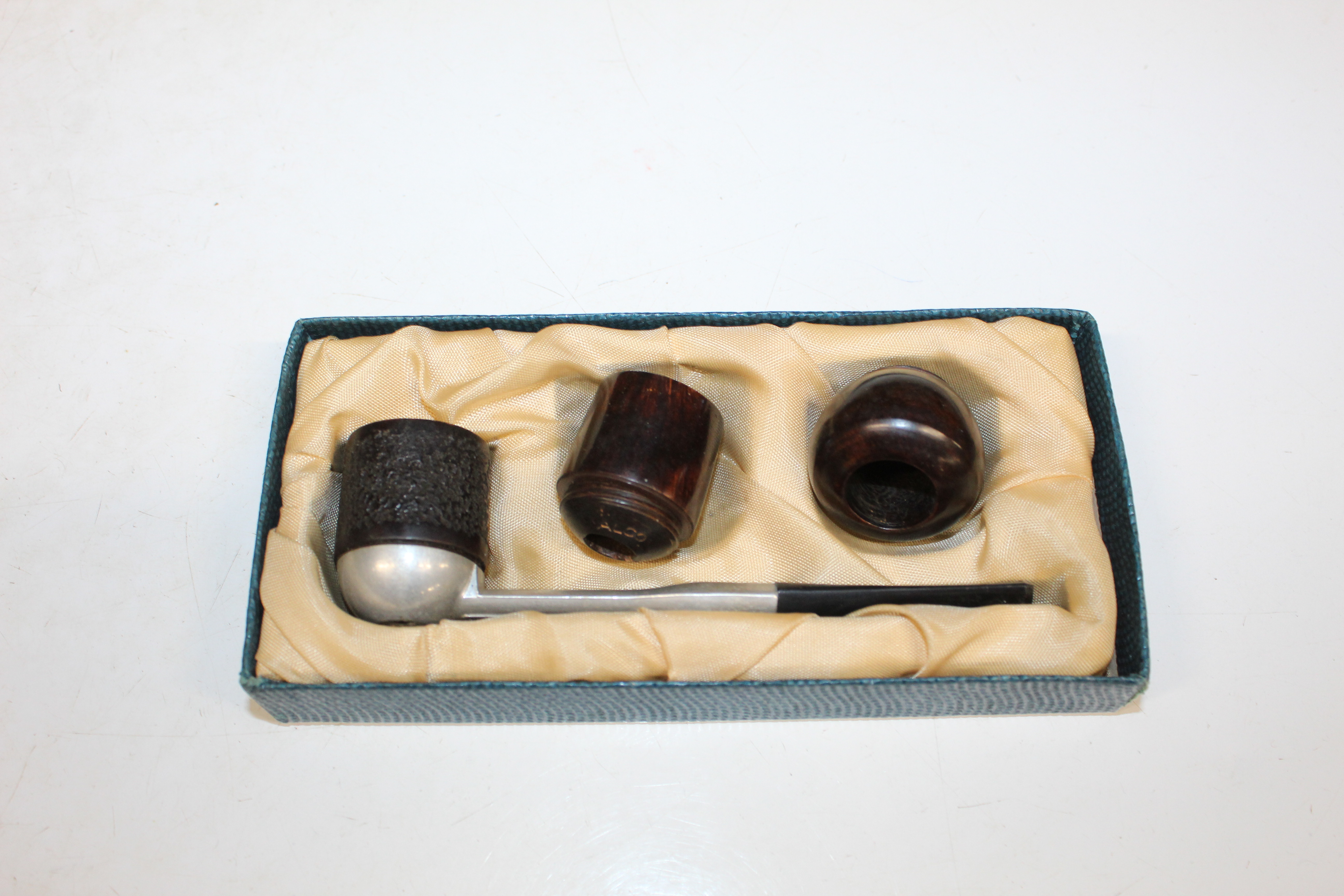 A Pukeberg Sweden glass pipe rest; a carved wooden - Image 10 of 11