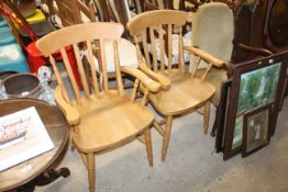 A pair of beech carver chairs