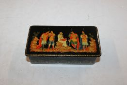 Petrov, Palekh Russian lacquered box with original