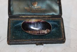 A silver mounted Blue John brooch