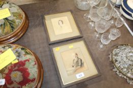 Two small framed and glazed portrait watercolour s