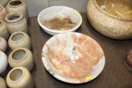 A marble bowl, 27cm dia. and one other 27.5cm dia.