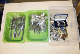 Two boxes containing Walker & Hall silver plated c