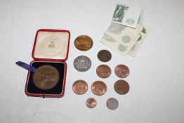 A quantity of coins and medallions