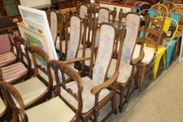 A set of six Ercol upholstered dining chairs, comp