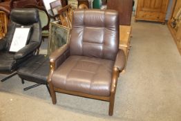 A faux leather armchair
