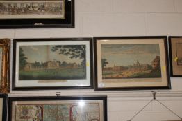 Two antique coloured prints 