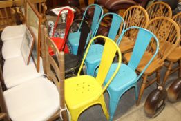 Six metal dining chairs