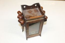 An oak and glazed smokers cabinet and six various