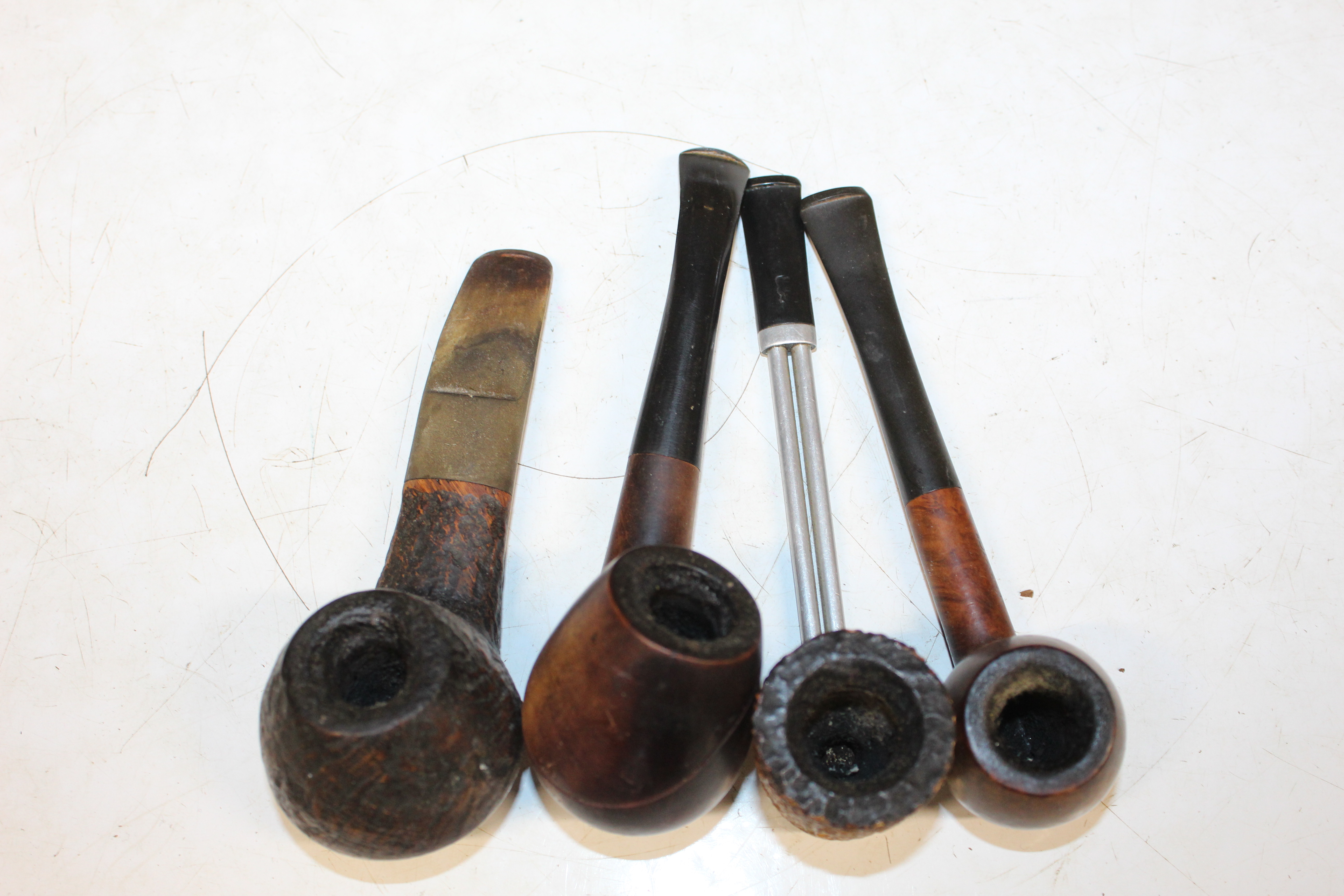 A Pukeberg Sweden glass pipe rest; a carved wooden - Image 4 of 11