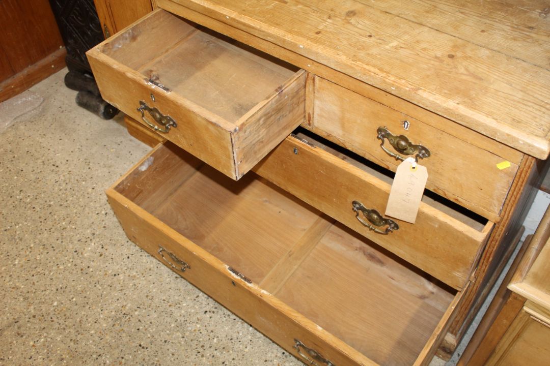 An antique stripped pine chest fitted two short ov - Image 3 of 3