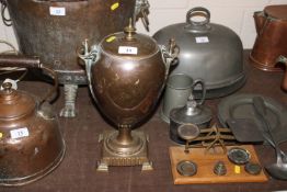 A copper twin handled urn AF