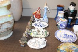 Two Royal Doulton figurines; a collection of Wade