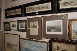 Five framed prints, various views of Orford