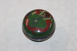 A circular Cloisonné box and cover