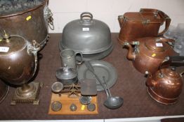 A set of postage scales and weights; antique and o