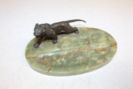 An Art Deco onyx pen tray mounted with bronzed mod