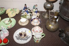 A collection of antique china to include plate dec