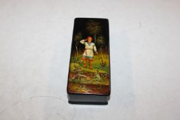 Fedoskino Russian lacquered box possibly by Ivanov
