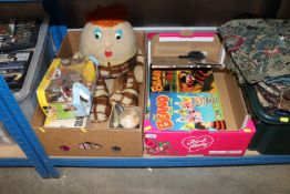 Two boxes containing Beano annuals, pewter tankard