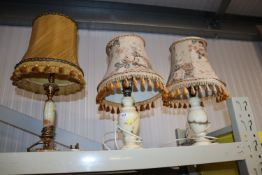 Three Onyx style table lamps