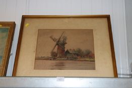 A framed and glazed watercolour study depicting a