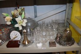 A quantity of various table glass ware; a sundial;