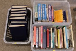 Three boxes containing reference works on Paper Mo