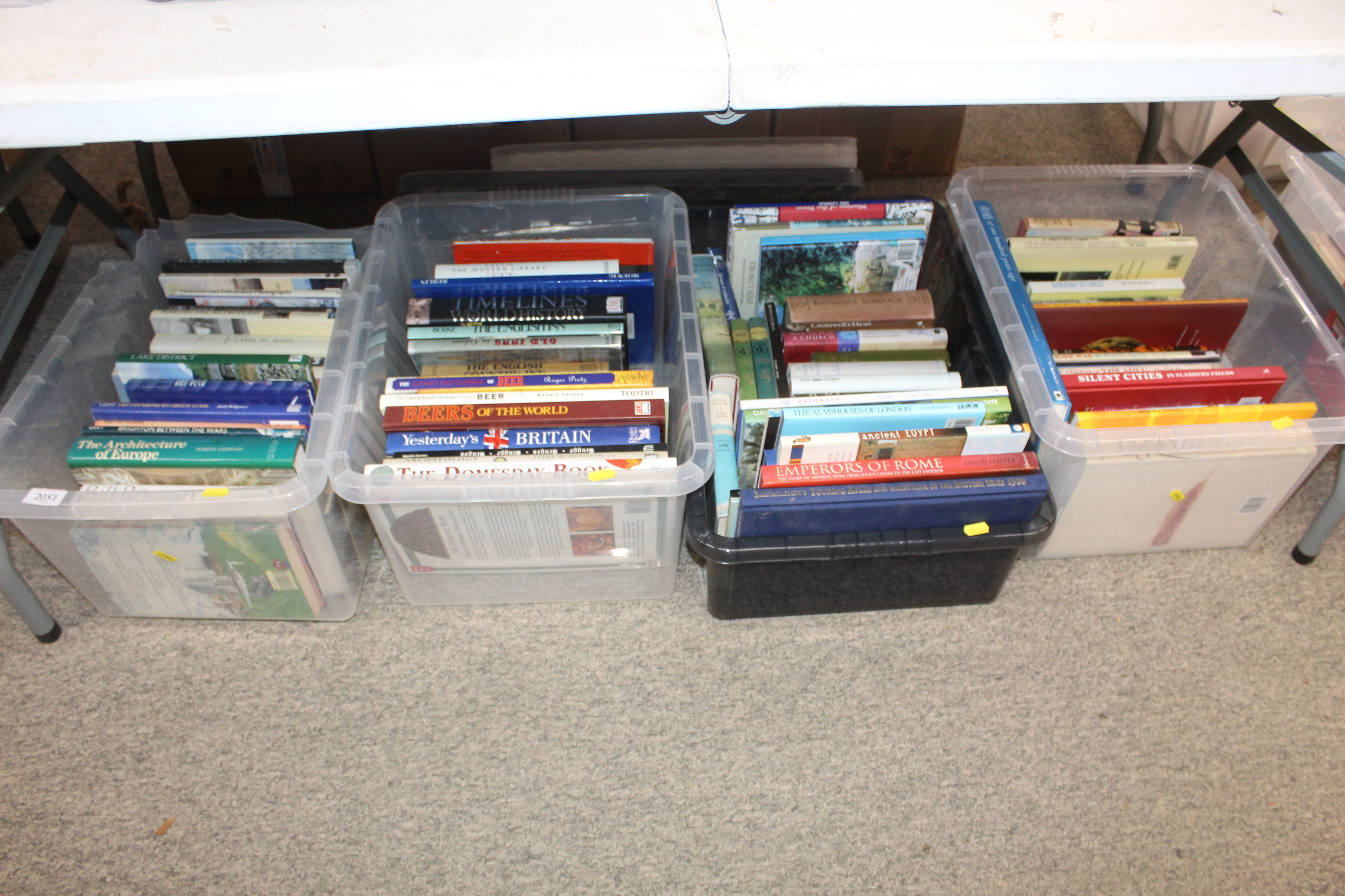 Four boxes containing mostly modern travel and his