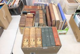 Three boxes of various antiquarian leather bound a