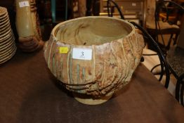 A Bernard Rooke pottery vase with running glazed
