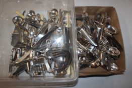 Two boxes containing a quantity of various silver