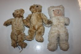 Three vintage well loved Teddy bears