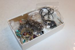 A box of various costume jewellery to include bead