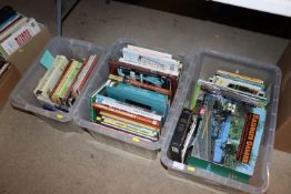 Three boxes of various railway related books and m