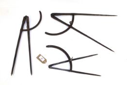Three circa 19th Century steel dividers