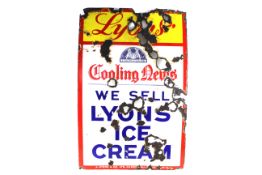 An enamel sign on rolled iron base for 
