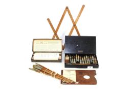 A Windsor & Newton Ltd. photo tinting outfit, a Windsor & Newton colour mixtures pallet, a pallet