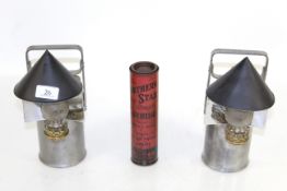 A pair of very early carbide lamps 