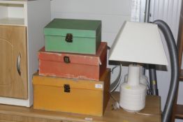 A pair of table lamps and shades, together with th
