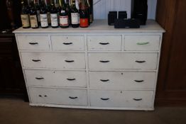 A painted pine chest, fitted four short over six long drawers