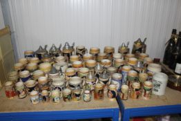 A large quantity of beer steins