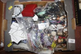 A box and contents of various costume jewellery to
