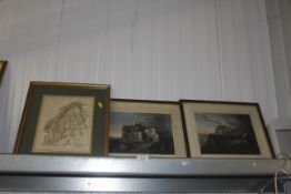A gilt framed map of Sweden and Norway, together w