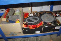 Three boxes containing model railway items to incl
