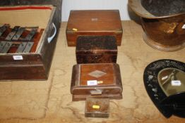 A cigarette box AF, a mahogany storage box AF, together with two others