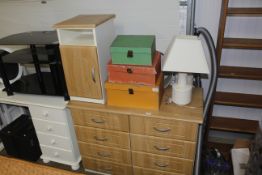 A modern chest fitted eight drawers, together with