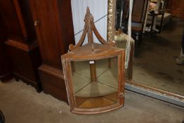 A pine hanging corner display cabinet